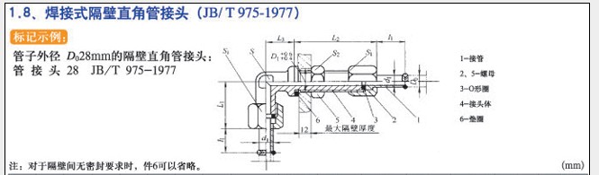 JB/T975-1977焊接式隔壁直角管接头