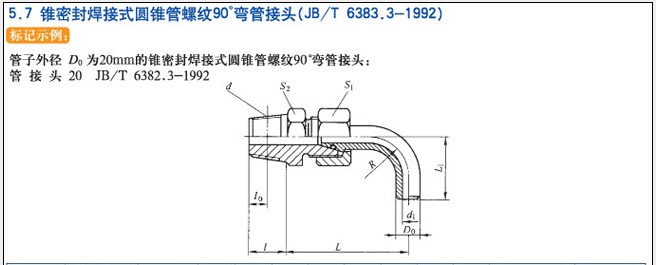 JB/T6383.3-1992锥密封焊接式圆锥管螺纹90°弯管接头