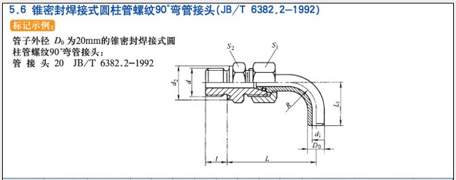 JB/T6382.2-1922锥密封焊接式原著管螺纹90°弯管接头
